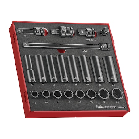 TED9121 - 21 Piece 1/2 Drive Impact Socket Set In EVA